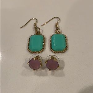 Kate Spade Purple Studs +turquoise dangle earring